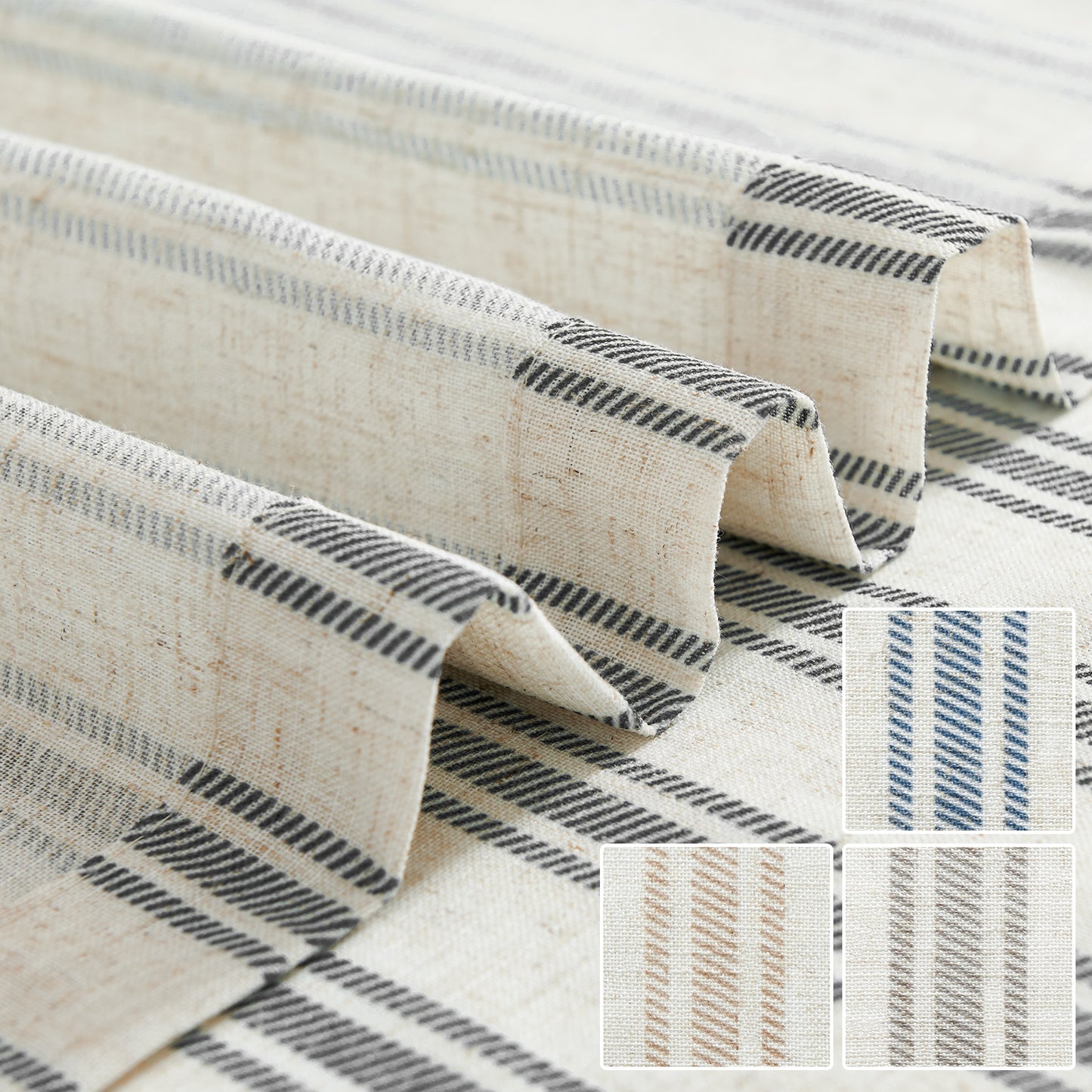Curtainking Striped Curtains Linen Farmhouse Living Room Curtains Ticking Stripe Curtains Rustic Pinstripe Curtains Grommet 2 Panels