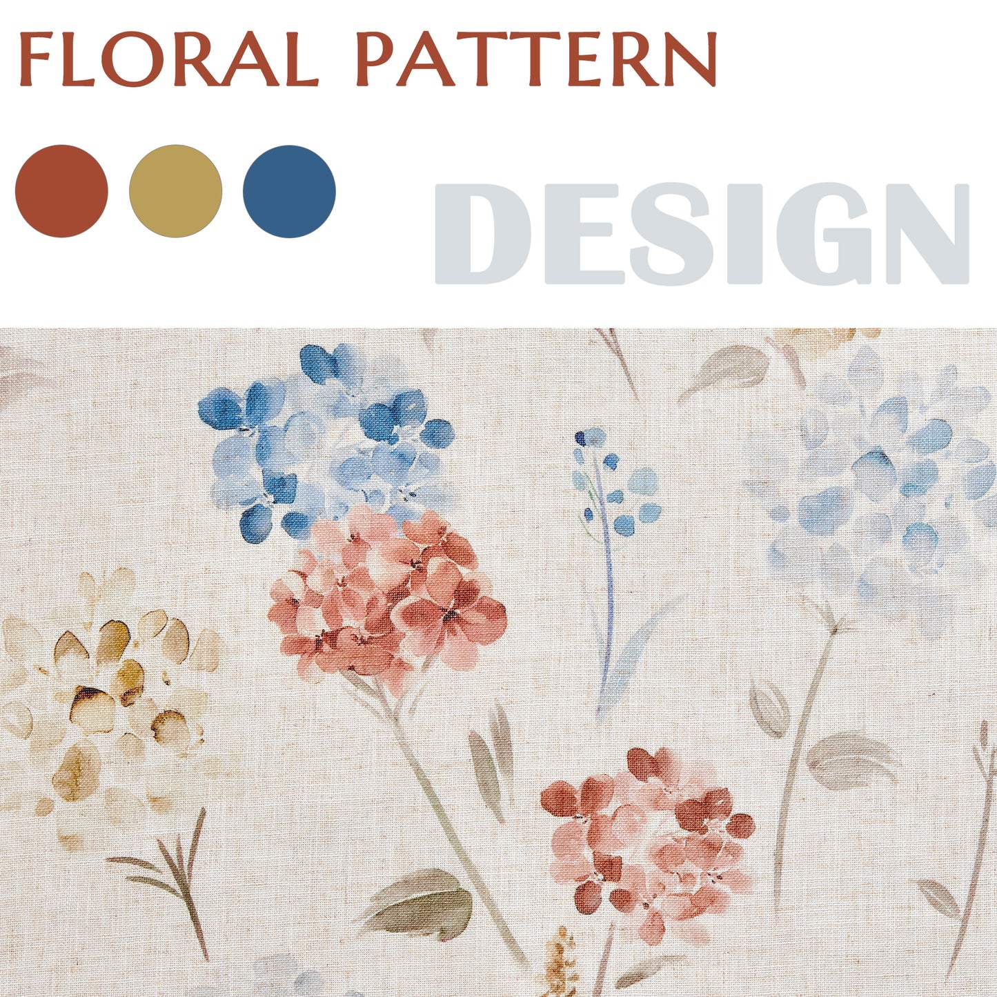 CURTAINKING Farmhouse Linen Curtains for Living Room Bedroom Floral Patterned Light Filtering Linen Blend Curtain Burlap Effect Drape Window Treatments 2 Panels