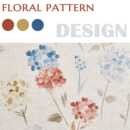 CURTAINKING Farmhouse Linen Curtains for Living Room Bedroom Floral Patterned Light Filtering Linen Blend Curtain Burlap Effect Drape Window Treatments 2 Panels