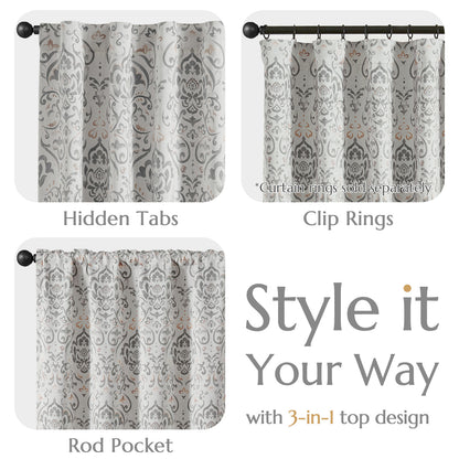 Curtainking 100% Blackout Curtains Floral Thermal Insulated Drapes for Bedroom Living Room, Farmhouse Vintage Window Treatments Set, Rod Pocket 2 Panels
