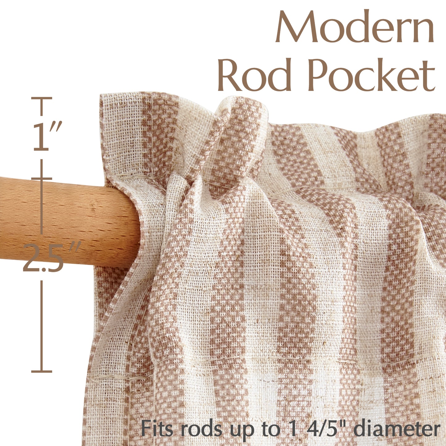 Curtainking Striped Kitchen Curtain Linen Cafe Curtains Semi-Sheer Rustic Farmhouse Tier Curtains Rod Pocket 2 Panels