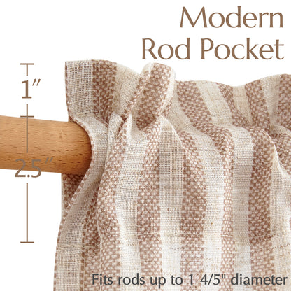Curtainking Striped Kitchen Curtain Linen Cafe Curtains Semi-Sheer Rustic Farmhouse Tier Curtains Rod Pocket 2 Panels