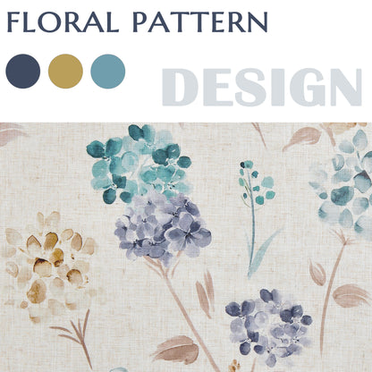 CURTAINKING Farmhouse Linen Curtains for Living Room Bedroom Floral Patterned Light Filtering Linen Blend Curtain Burlap Effect Drape Window Treatments 2 Panels