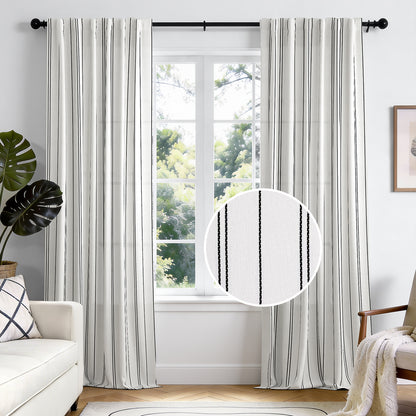 TOPICK White Curtains Striped Curtains for Living Room Bedroom Modern Pinstriped Light Filtering Back Tab Rod Pocket 2 Panels