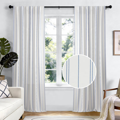 TOPICK White Curtains Striped Curtains for Living Room Bedroom Modern Pinstriped Light Filtering Back Tab Rod Pocket 2 Panels