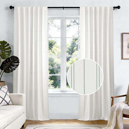 TOPICK White Curtains Striped Curtains for Living Room Bedroom Modern Pinstriped Light Filtering Back Tab Rod Pocket 2 Panels