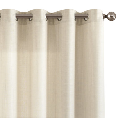 2 Pack Linen Textured Curtains Bedroom Living Room Window Curtain Set Light Filtering Drapes Grommet Top 2 Panels