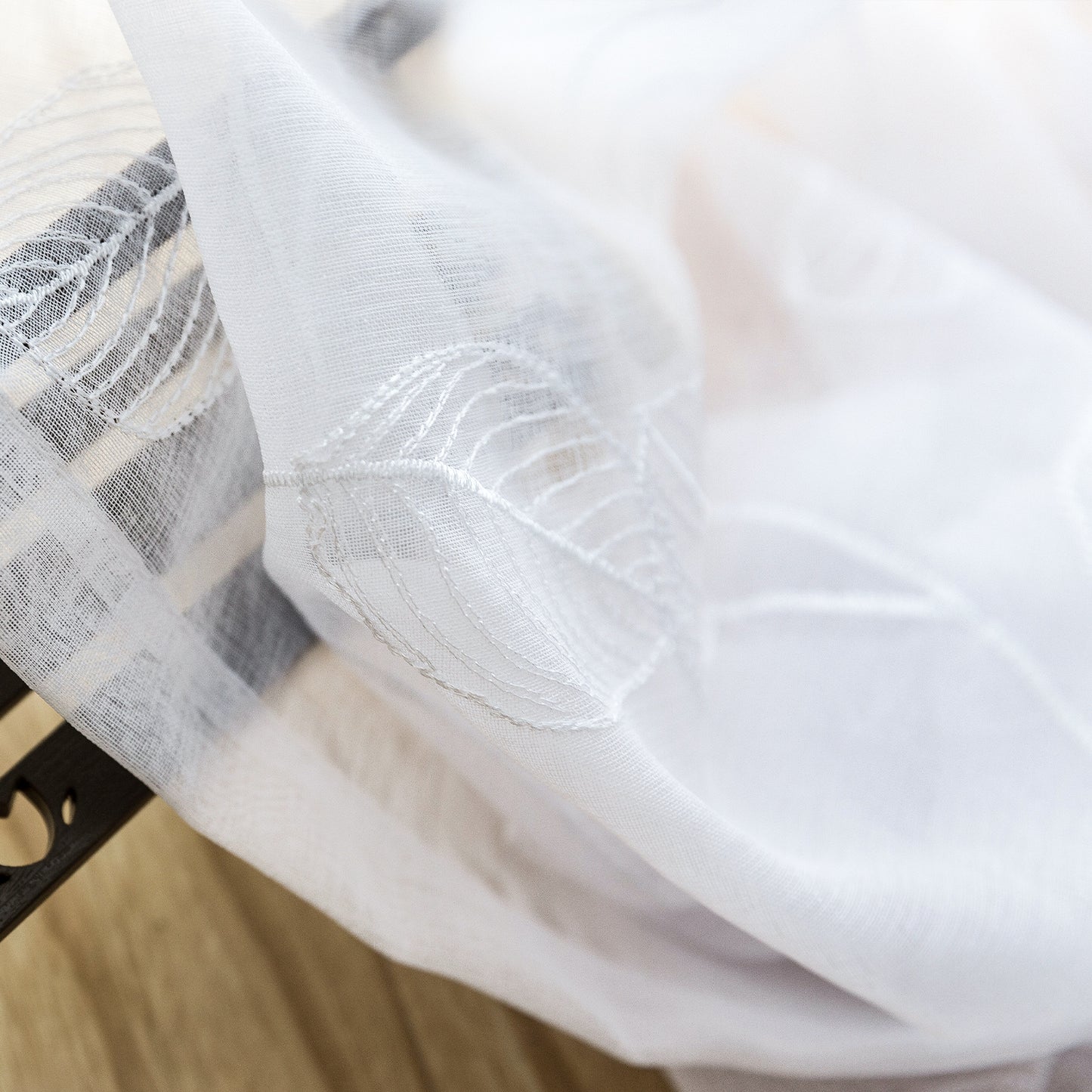 Curtainking White Sheer Curtains for Living Room Embroidered Leaf Window Curtains light Filtering Drapes Rod Pocket 2 Panels