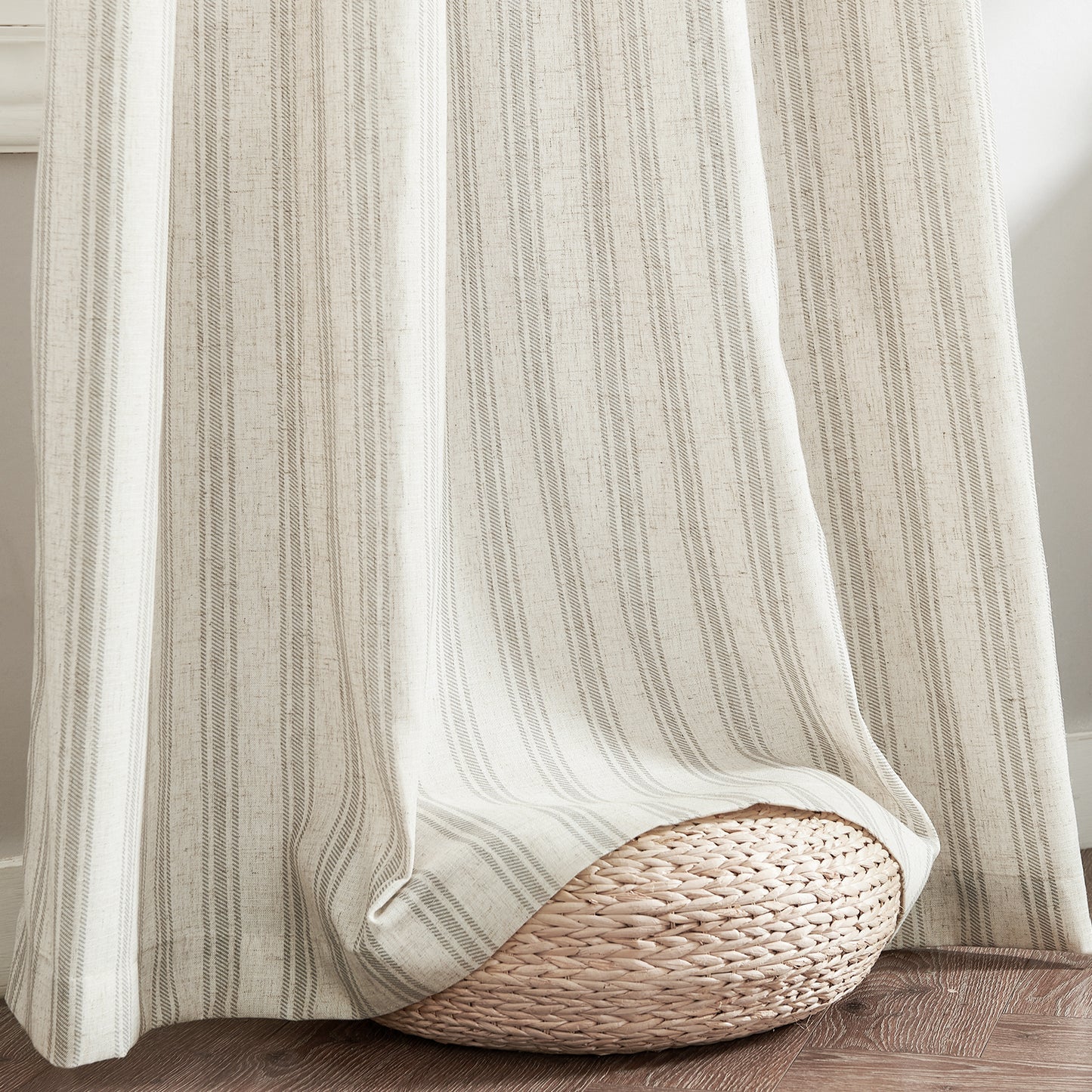 Curtainking Striped Curtains Linen Farmhouse Living Room Curtains Ticking Stripe Curtains Rustic Pinstripe Curtains Grommet 2 Panels