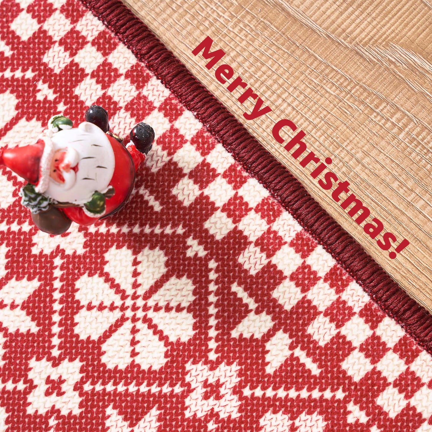 RUGKING Christmas Rug for Entryway Kitchen Knit Inspired Small Holiday Rug for Porch Bathroom Snowflake and Clover Printed Winter Xmas Decor Washable Doormat for Bedroom Non Slip