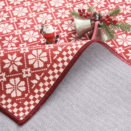 RUGKING Christmas Rug for Entryway Kitchen Knit Inspired Small Holiday Rug for Porch Bathroom Snowflake and Clover Printed Winter Xmas Decor Washable Doormat for Bedroom Non Slip