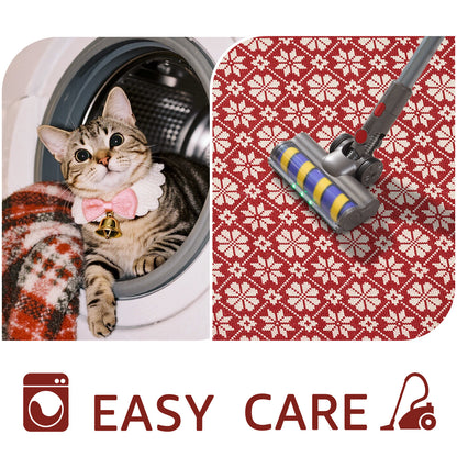 RUGKING Christmas Rug for Entryway Kitchen Knit Inspired Small Holiday Rug for Porch Bathroom Snowflake and Clover Printed Winter Xmas Decor Washable Doormat for Bedroom Non Slip