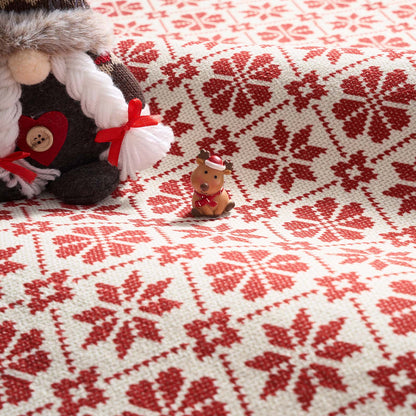 RUGKING Christmas Rug for Entryway Kitchen Knit Inspired Small Holiday Rug for Porch Bathroom Snowflake and Clover Printed Winter Xmas Decor Washable Doormat for Bedroom Non Slip