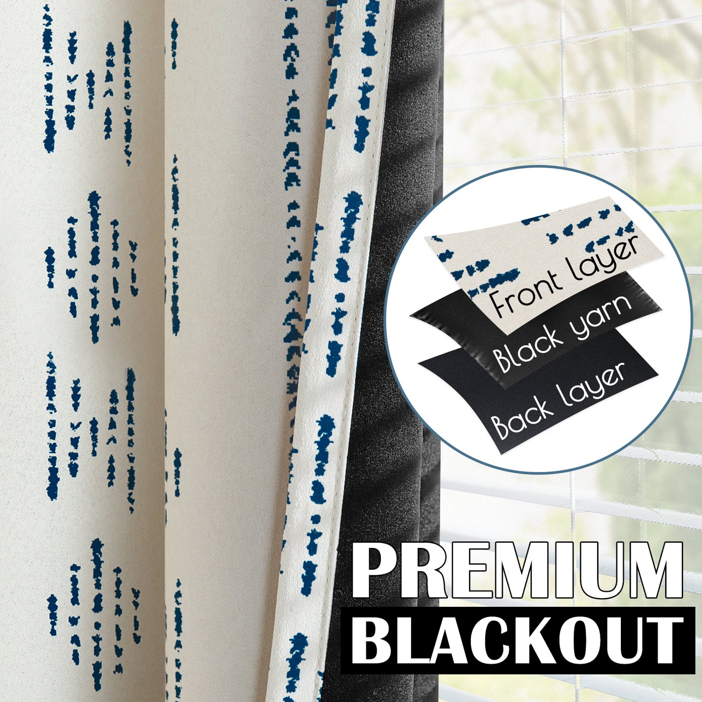 Curtainking Blackout Curtains for Livingroom Bedroom Farmhouse Boho Curtains Geometric Striped Grommet Room Darkening Thermal Insulated Window Drapes 2 Panels