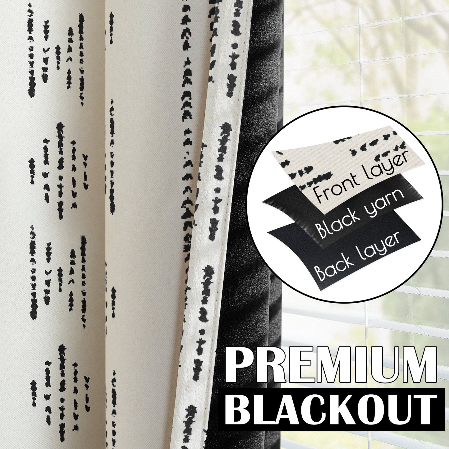 Curtainking Blackout Curtains for Livingroom Bedroom Farmhouse Boho Curtains Geometric Striped Grommet Room Darkening Thermal Insulated Window Drapes 2 Panels