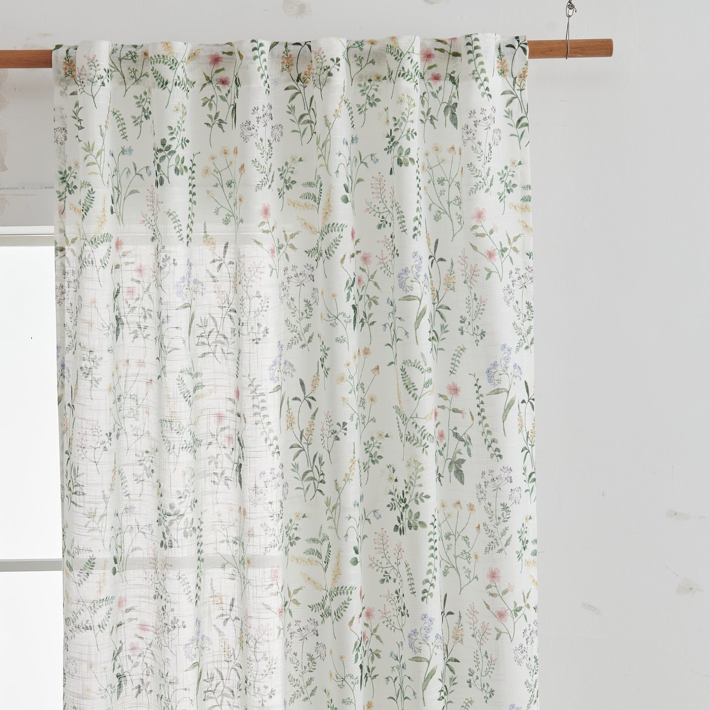 CURTAINKING Floral Curtains Farmhouse Green Curtain for Bedroom French Country Back Tab Drapes Plants Printed Light Filtering Window Treatment Curtains Set, 2 Panels