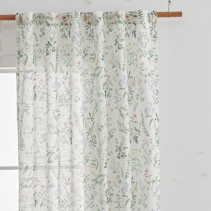 CURTAINKING Floral Curtains Farmhouse Green Curtain for Bedroom French Country Back Tab Drapes Plants Printed Light Filtering Window Treatment Curtains Set, 2 Panels