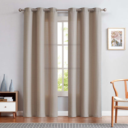 Curtainking Linen Textured Curtains Bedroom Living Room Window Curtain Set Light Filtering Drapes Grommet Top 2 Panels