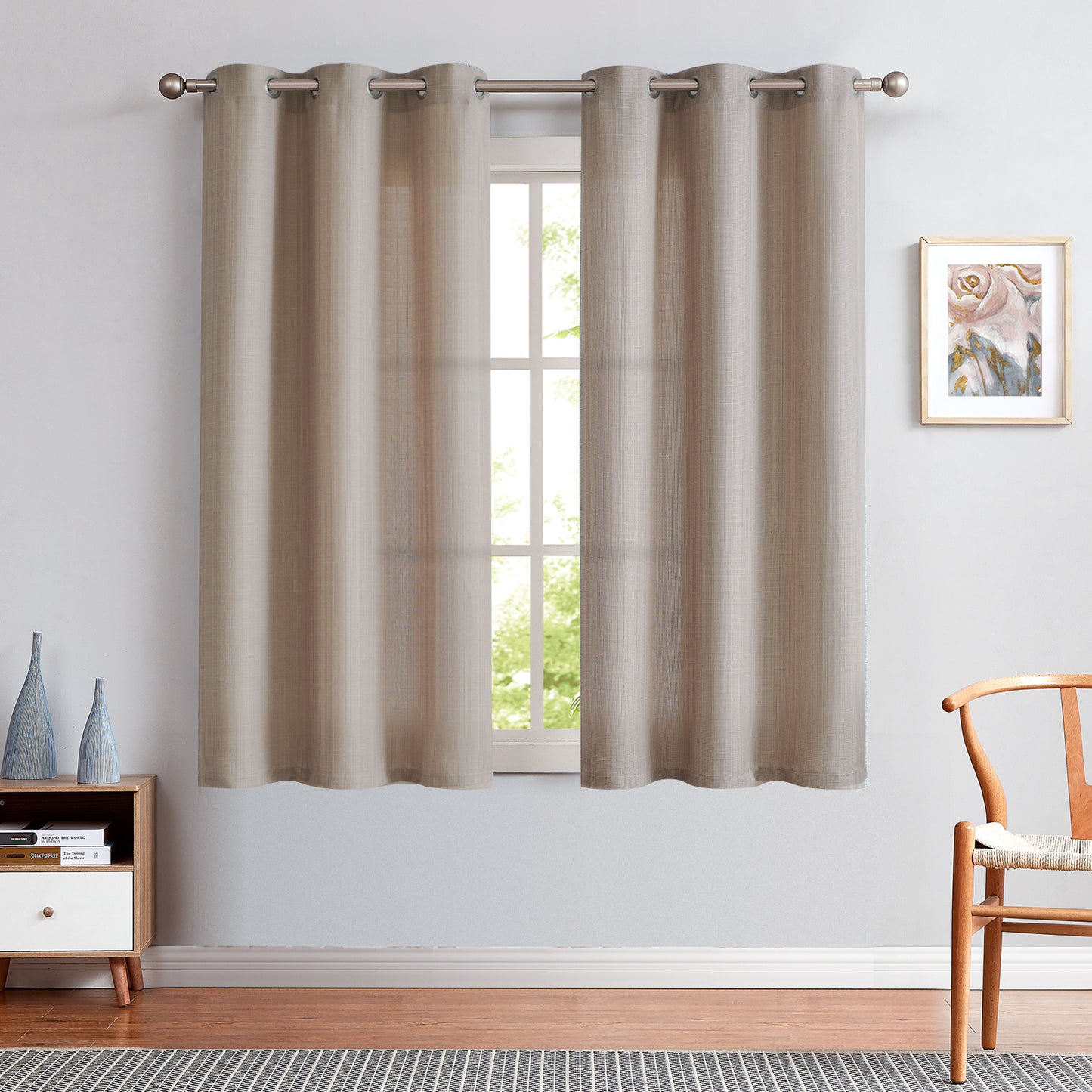 Curtainking Linen Textured Curtains Bedroom Living Room Window Curtain Set Light Filtering Drapes Grommet Top 2 Panels