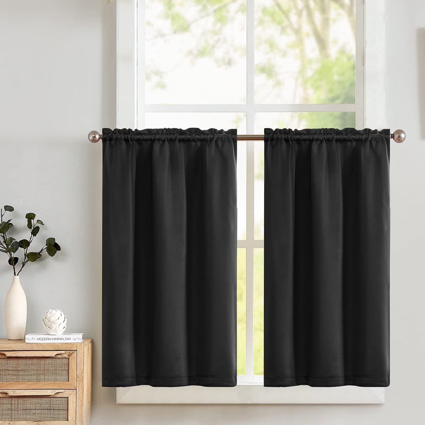 Curtainking Blackout Kitchen Curtains Soft Rod Pocket Short Window Curtains for Kitchen