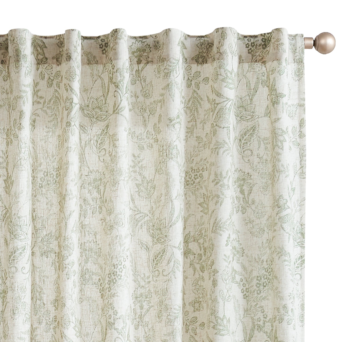 Curtainking Floral Curtains Linen Farmhouse Curtains for Living Room Country Curtains Back Tab Semi Sheer Curtains Light Filtering 2 Panels