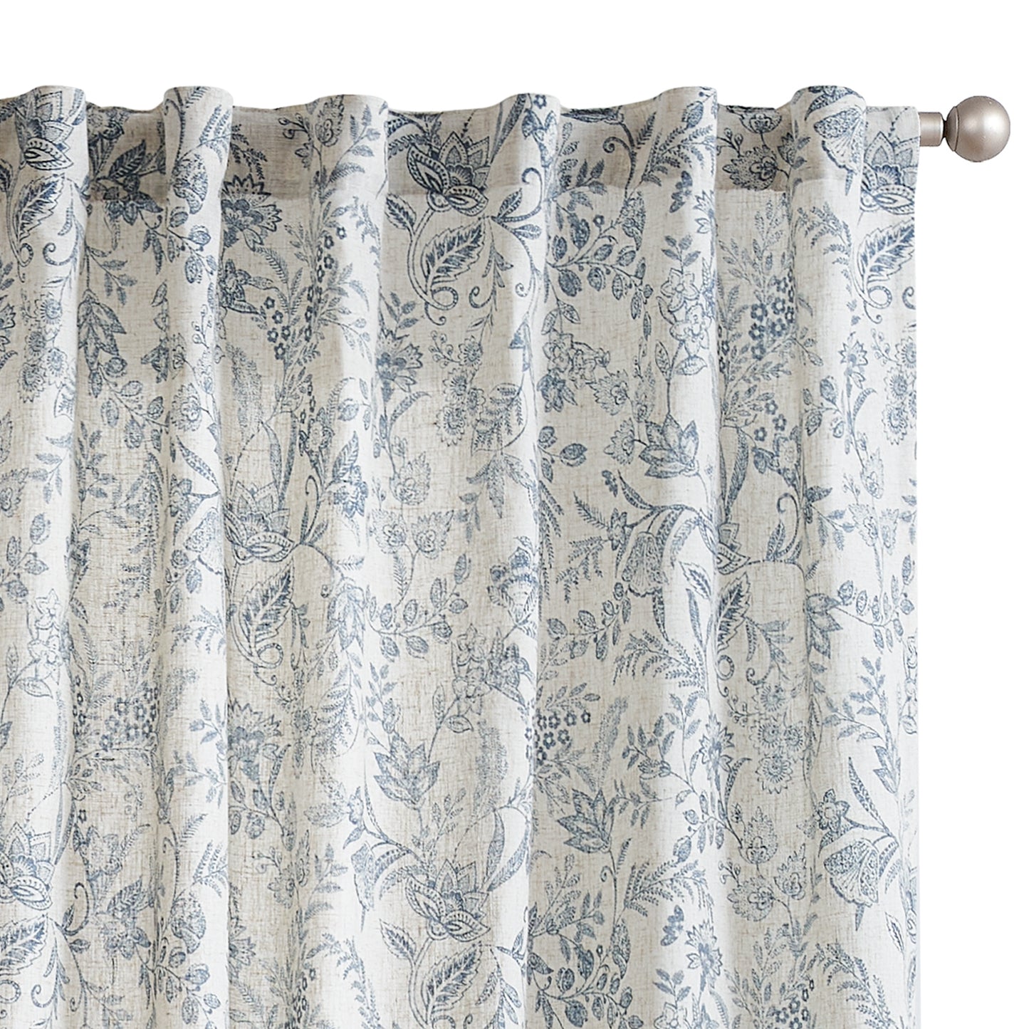 Curtainking Floral Curtains Linen Farmhouse Curtains for Living Room Country Curtains Back Tab Semi Sheer Curtains Light Filtering 2 Panels