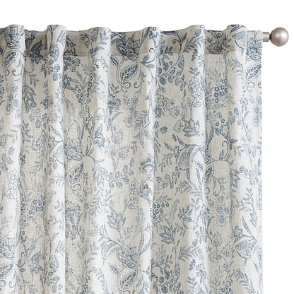 Curtainking Floral Curtains Linen Farmhouse Curtains for Living Room Country Curtains Back Tab Semi Sheer Curtains Light Filtering 2 Panels