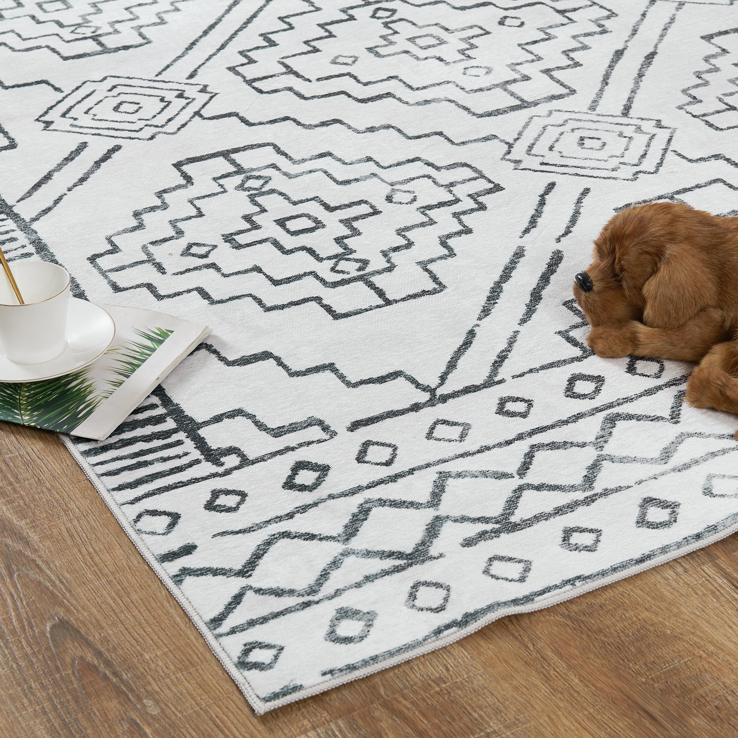 Jinchan Modern Geometric Print Foldable Area Rug