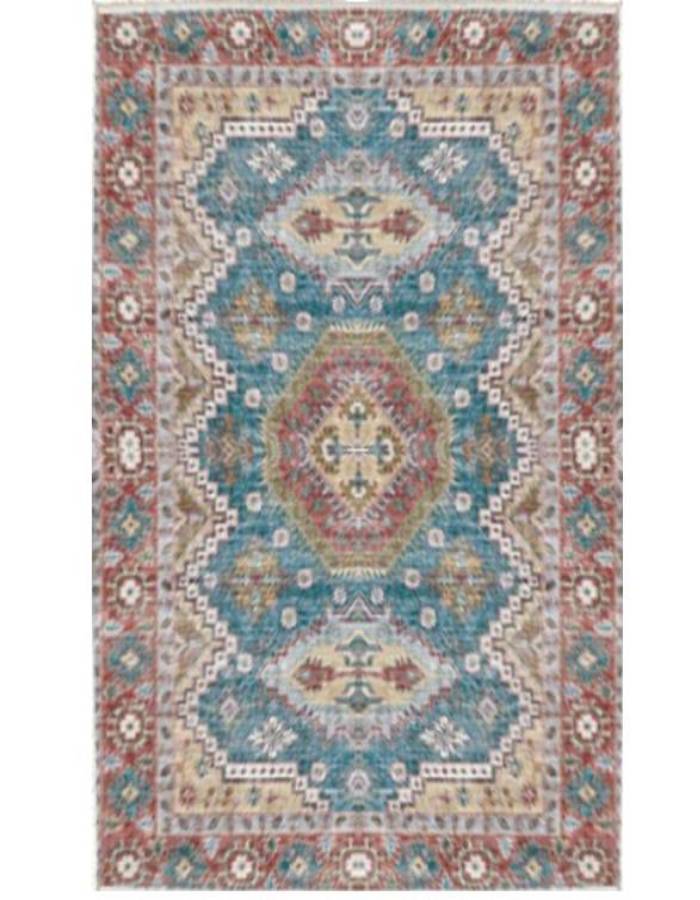 Vintage Persian Geometric Dark Red Area Rug