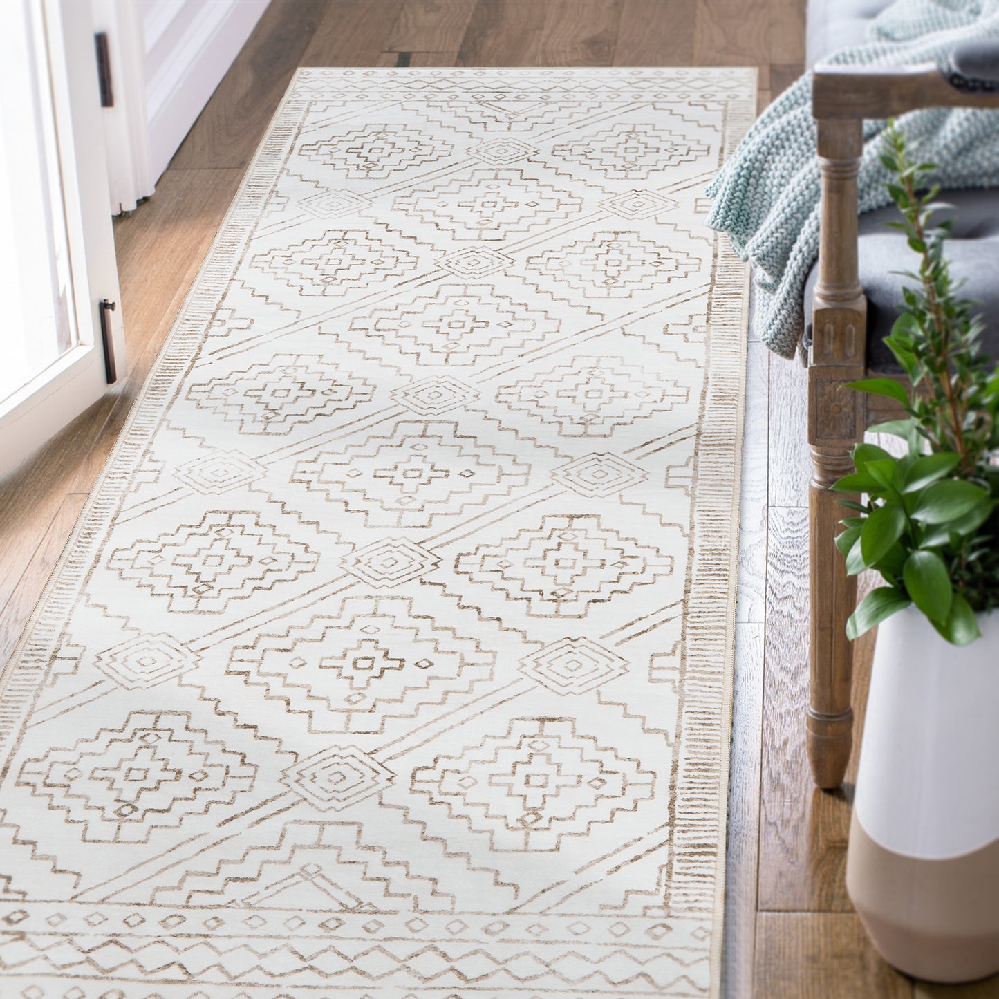 Jinchan Modern Geometric Print Foldable Area Rug