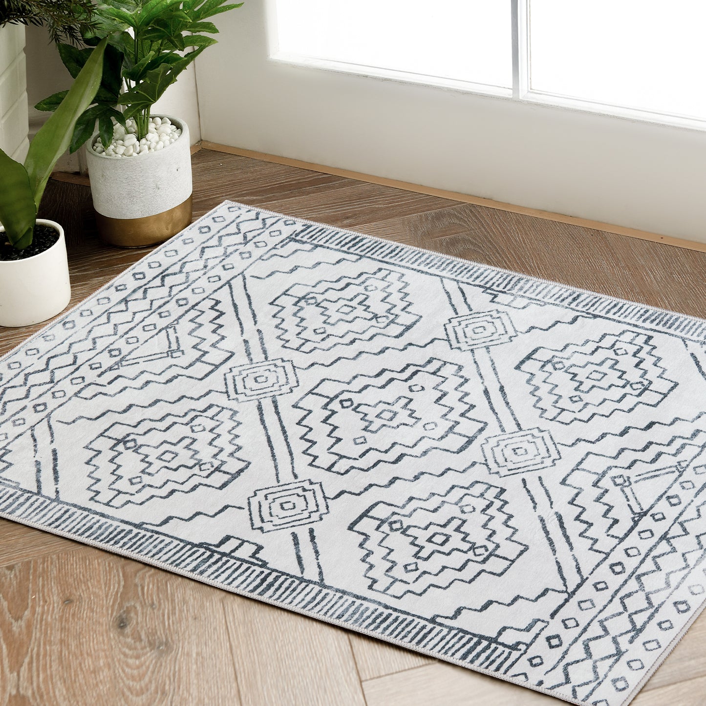 Jinchan Modern Geometric Print Foldable Area Rug