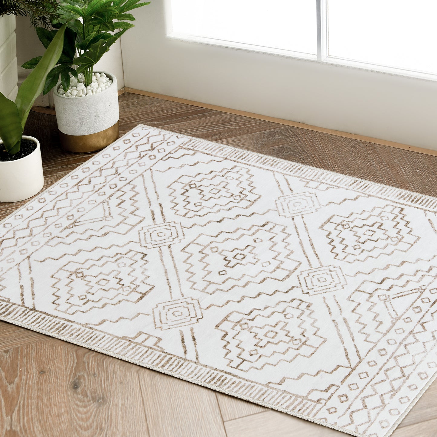 Jinchan Modern Geometric Print Foldable Area Rug