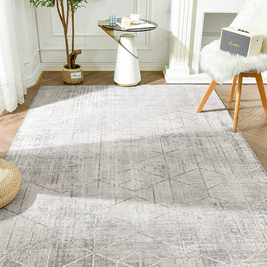 Diamond Lattice Grey Living Room Area Rug