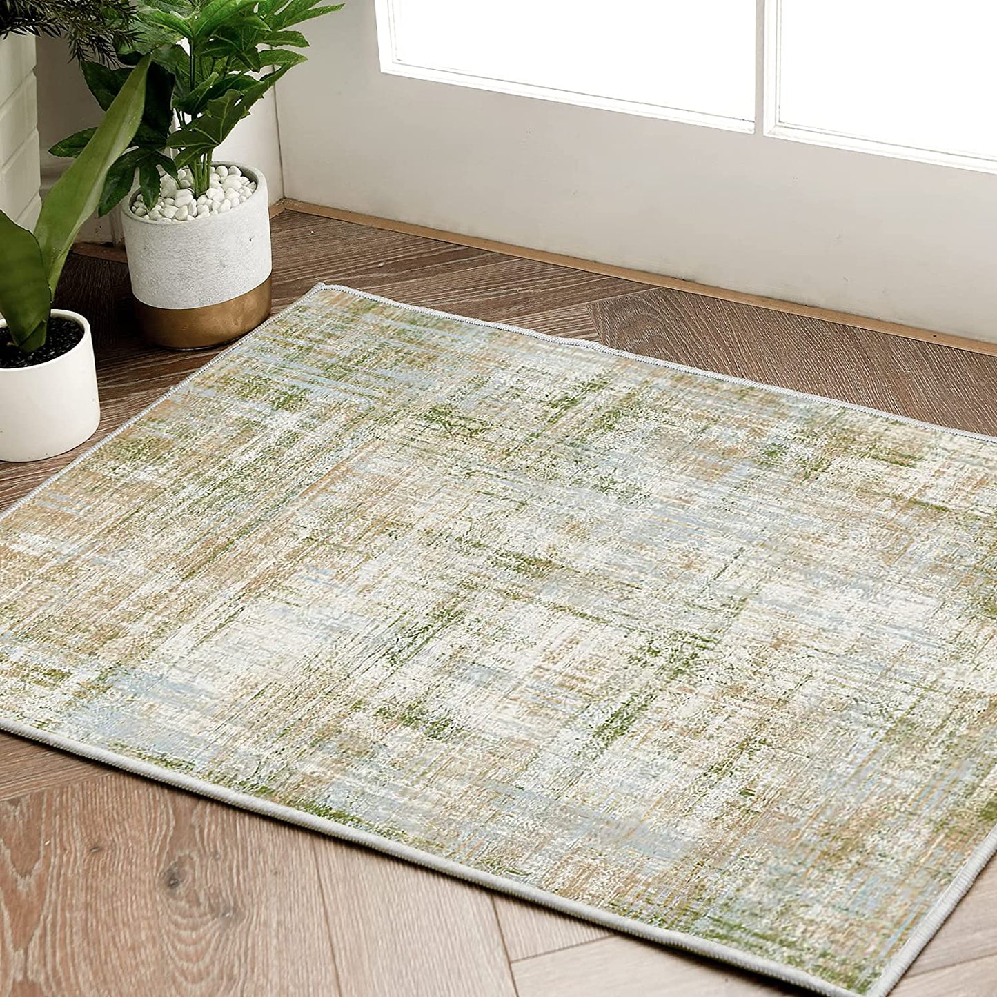 Contemporary Modern Abstract Sage Green Area Rugs 