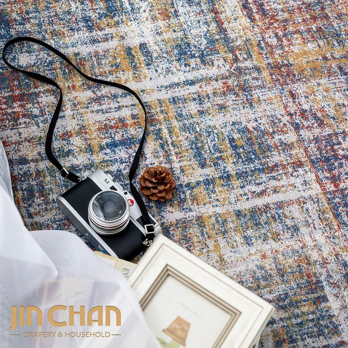 Contemporary Abstract Red Mulit Area Rugs Modern Distressed Carpet